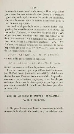 Note sur les séries de Taylor et de Maclaurin.