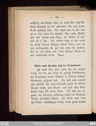 Gebet eines Kranken nach der Communion.