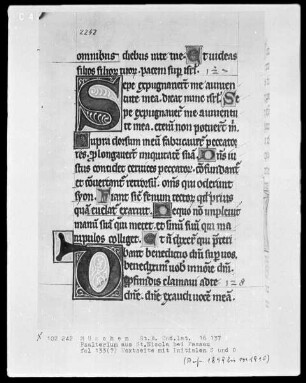 Psalterium mit Kalendar aus Sankt Nicola bei Passau — Initiale S & Initiale D, Folio 133 recto