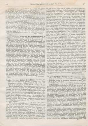 321-322 [Rezension] Finsler, Rudolf, Diethelm Georg Finsler, der letzte Antistes der zürcherischen Kirche. 2. Hälfte