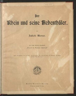 Der Rhein und seine Nebenthäler