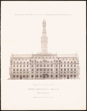 Hervorragende Projekte für den Hamburger Rathausbau 1876: Rückansicht