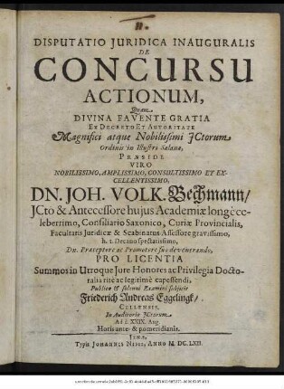 Disputatio Iuridica Inauguralis De Concursu Actionum