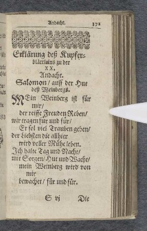 Die zwantzigste Andacht / über das Hohelied Salomonis.