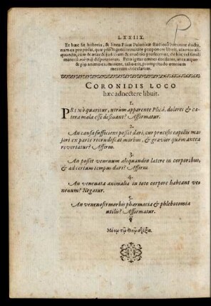 Coronidis Loco haec adnectere libuit.