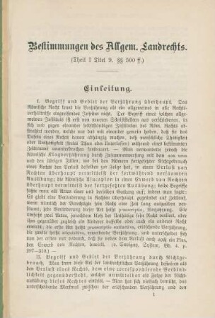 Bestimmungen des Allgem. Landrechts.