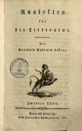 Analekten für die Litteratur, Zweyter Theil