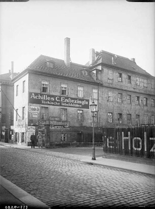 Dresden, Wilsdruffer Vorstadt , Kleine Packhofstraße Nr. 5/7 mit Gasthaus "Stadt Wittenberg"