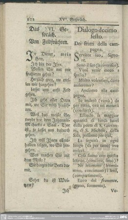 Das XVI. Gespräch. Von Feldfrüchten
