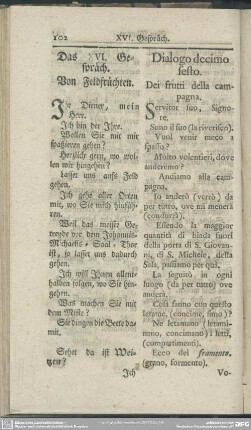 Das XVI. Gespräch. Von Feldfrüchten