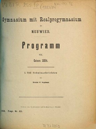 Programm : Ostern ... 1883/84