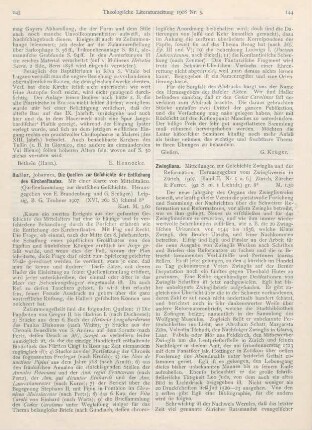 143-144 [Rezension] Haller, Johannes, Die Quellen zur Geschichte der Entstehung des Kirchenstaates