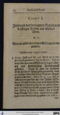 Caput I. Zuspruch des heilsamen Raths und kräfftigen Trostes aus Gottes Wort.