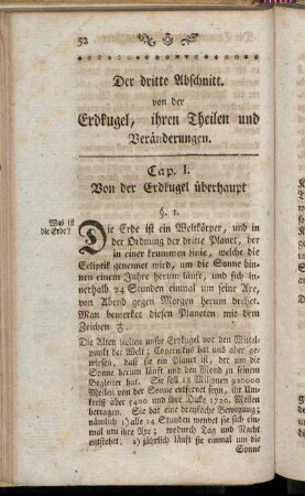 Der dritte Abschnitt. von der Erdkugel, ihren Theilen und Veränderungen.