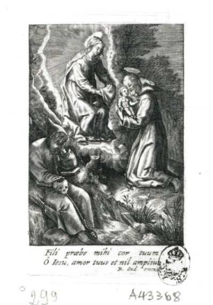 Heilige Jungfrau mit Kind, eine Kreuz (Tuch) haltend