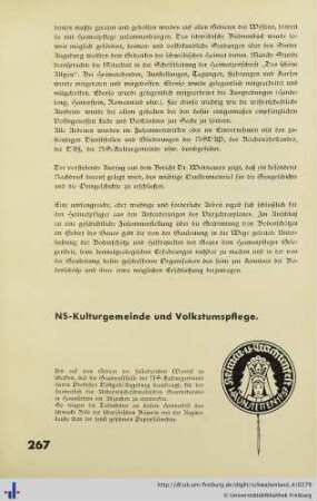NS-Kulturgemeinde und Volkstumspflege.