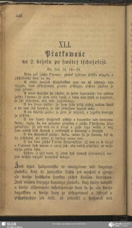 XLI. Pṙatkowaṅe na 2. ṅeżelu po ßwėtej tschojoscżi