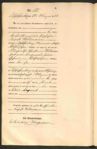 Standesamtsbuch der Stadt Aschaffenburg: Geburten 365/1900 - 184/1901