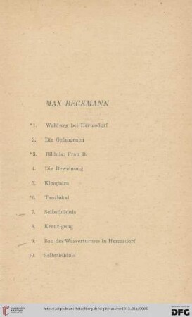 Max Beckmann (Nr. 1-47)
