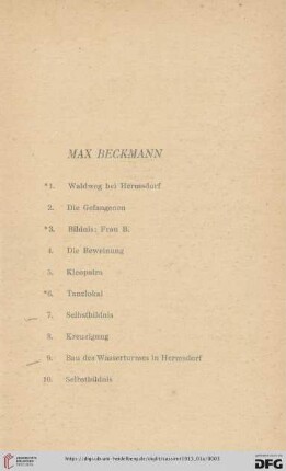 Max Beckmann (Nr. 1-47)