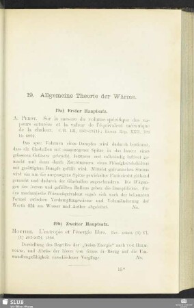 19. Allgemeine Theorie der Wärme