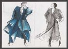Modezeichnung: Zwei Frauen in Mänteln