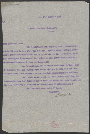 Brief an Heinrich Dessauer : 19.10.1916