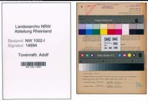 Entnazifizierung Adolf Tovenrath, geb. 13.03.1890 (Meister)