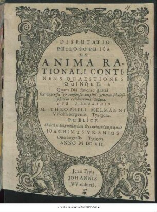 Disputatio Philosophica De Anima Rationali Continens Quaestiones Quinque