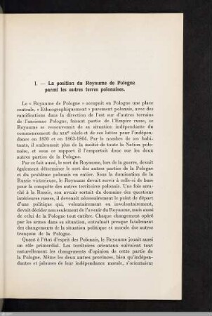 I. La position du Royaume de Pologne parmi les autres terres polonaises