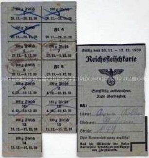 Fragment einer Reichsfleischkarte