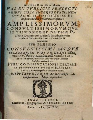 Conclusiones circa interpretationem Capitulorum I. et VII. Extra de constitutionibus