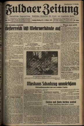 Erste Ausgabe vom Samstag, den 10. Oktober 1936.