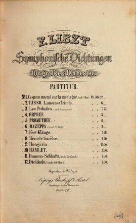 Symphonische Dichtungen für großes Orchester, 2. Tasso [u.a.]