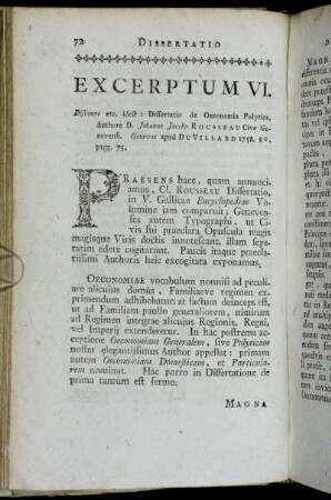 Excerptum VI. Discours etc. idest:[...]