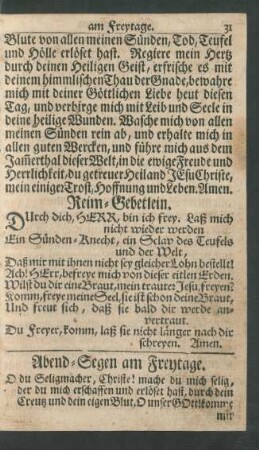 Abend-Segen am Freytage