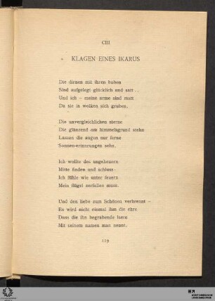 CIII. Klagen eines Ikarus