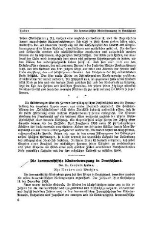 Die kommunistische Kinderbewegung in Deutschland