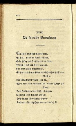 XVIII. Die sinnreiche Verwechslung.