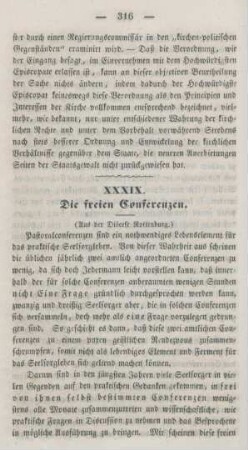 316-320 Die freien Conferenzen (aus der Diöcese Rottenburg)