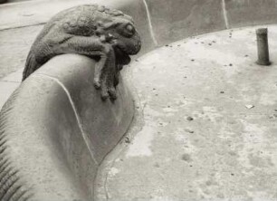 Dresden-Plauen, F.-C.-Weißkopf-Platz. Müllerbrunnen (bez. 1902; R. Henze, W. Lossow, H. Viehweger). Großes Becken, Rand mit Kröte