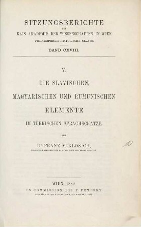 Die slavischen, magyarischen und rumunischen Elemente im türkischen Sprachschatze
