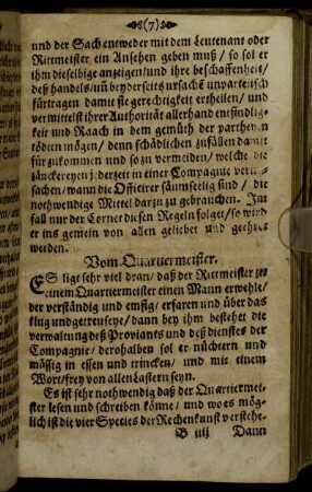 Vom Quartiermeister.