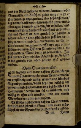 Vom Quartiermeister.