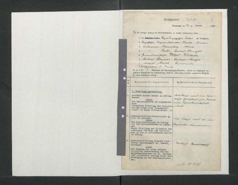 Niederschrift der Sitzung des Kreisausschusses vom 23. 01.1928