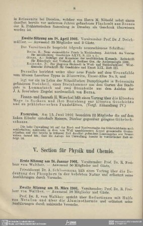 V. Section für Physik und Chemie