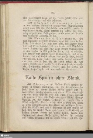 Kalte Speisen ohne Stand