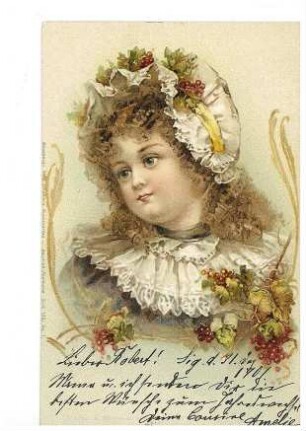 Mädchen mit Haube und Trauben