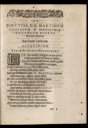 Ad Doctiss. Dn. Martinum Codicium ...