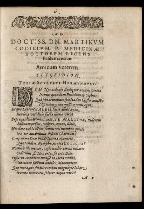 Ad Doctiss. Dn. Martinum Codicium ...